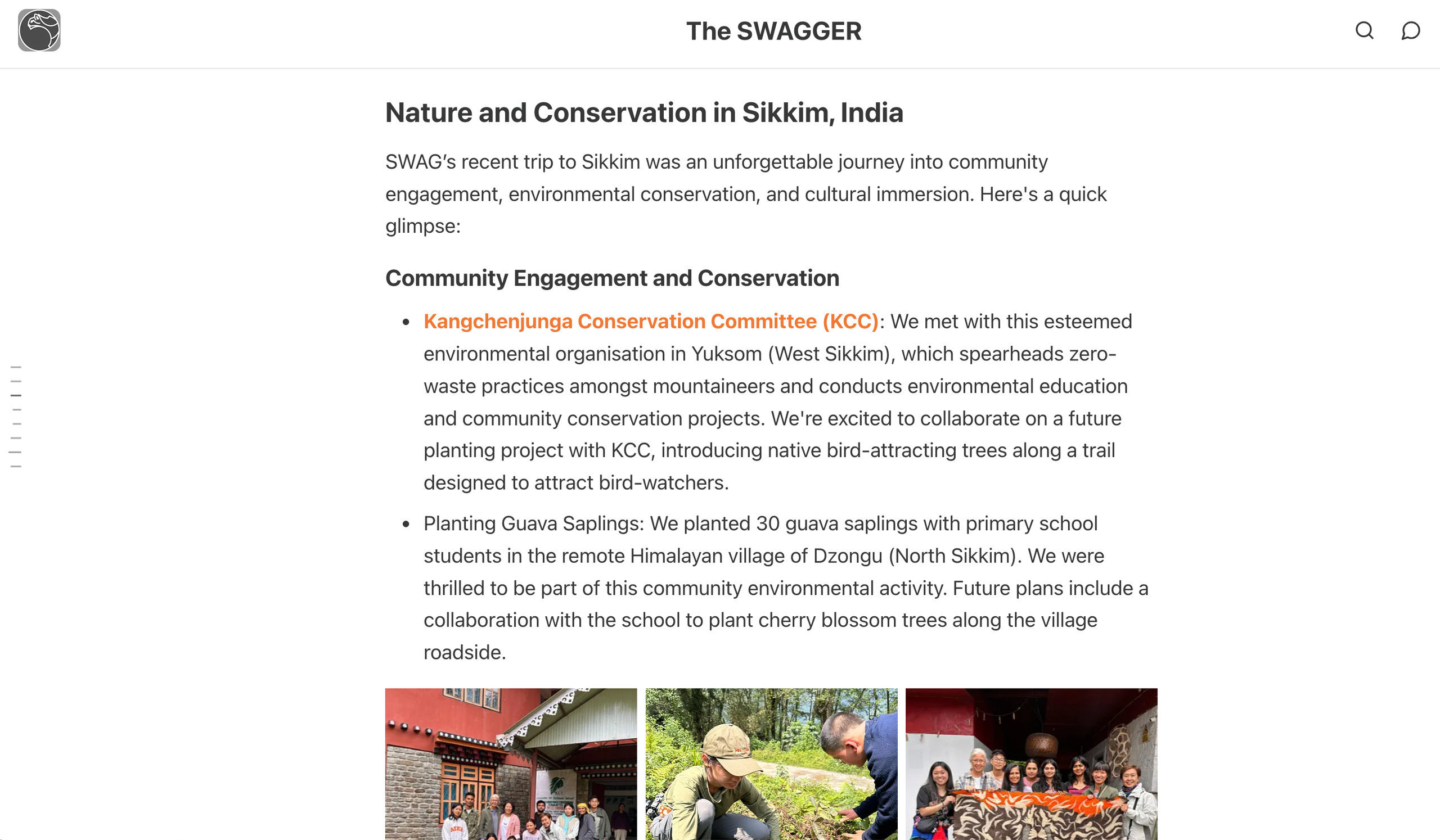 Screenshot of the Singapore Wildcat Action Group Swagger article featuring Feels Like Om